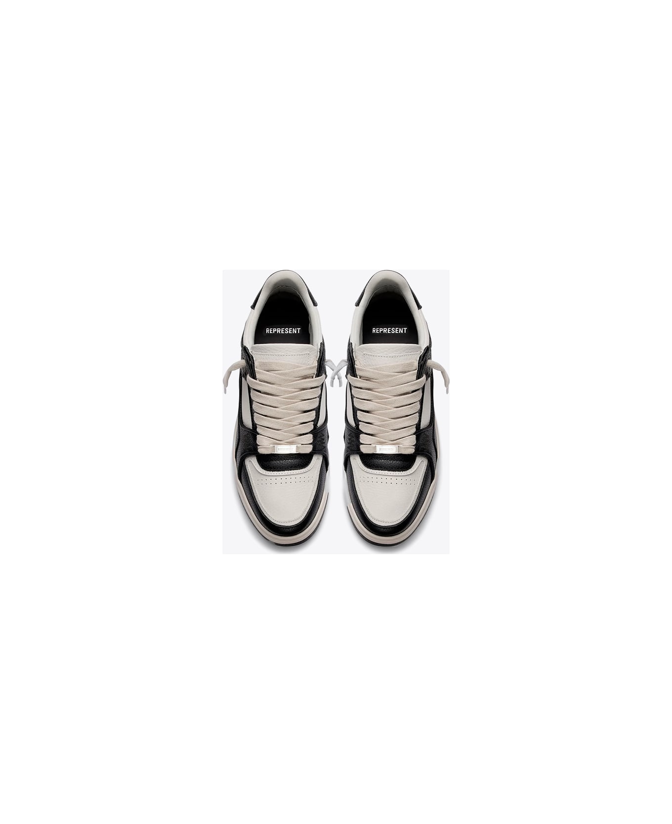 REPRESENT Apex Off White And Black Leather Low Top Sneaker - Apex - Black