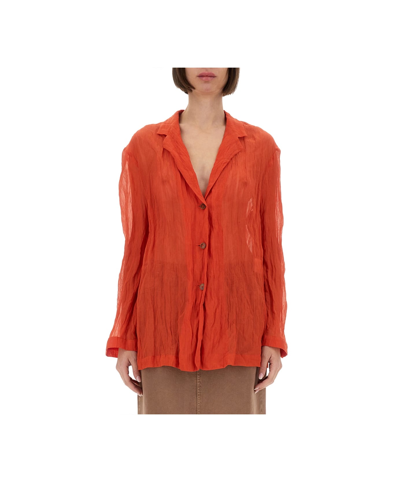 Alysi Wrinkled Effect Shirt - RED