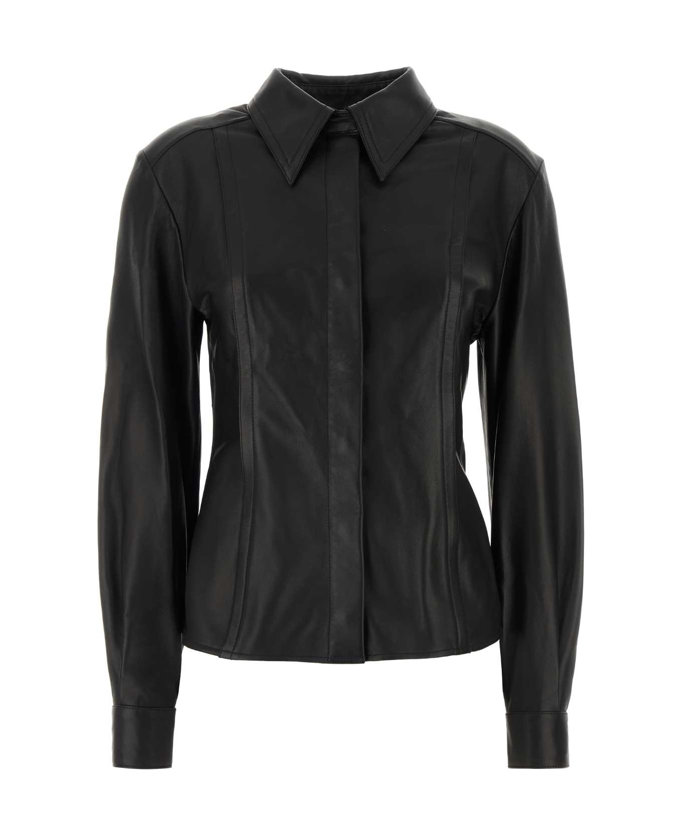 Alberta Ferretti Black Leather Shirt - NERO