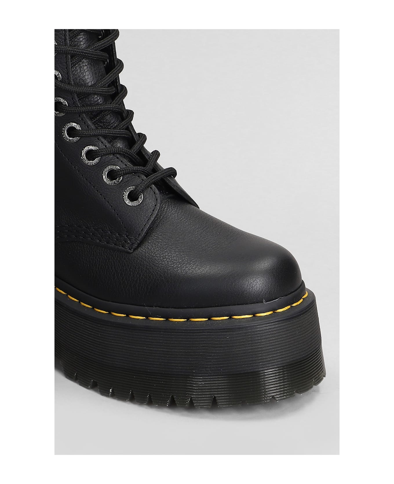 Dr. Martens 1460 Pascal Max Combat Boots In Black Leather - Black