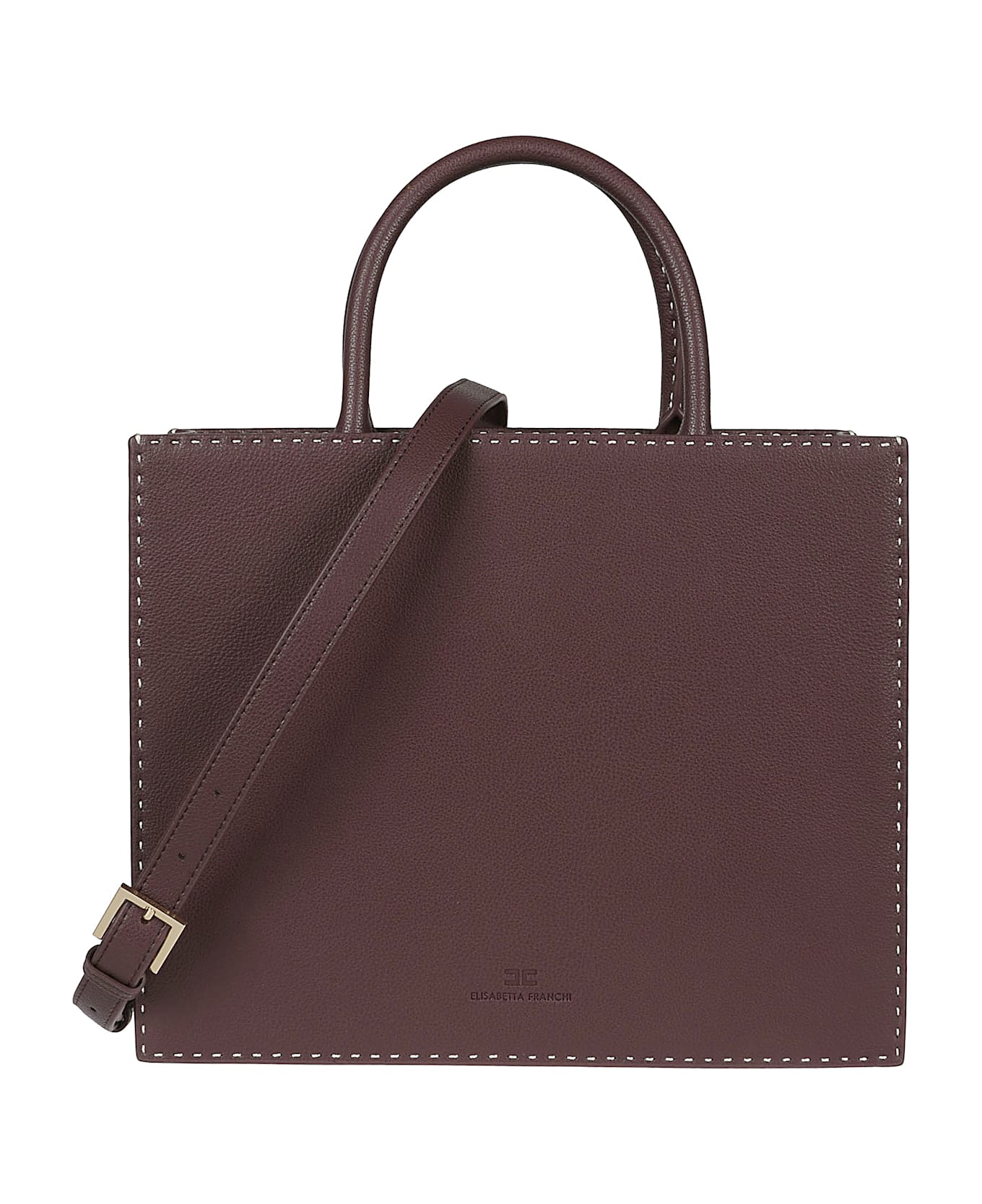 Elisabetta Franchi Medium Logo Tote Bag - Cacao