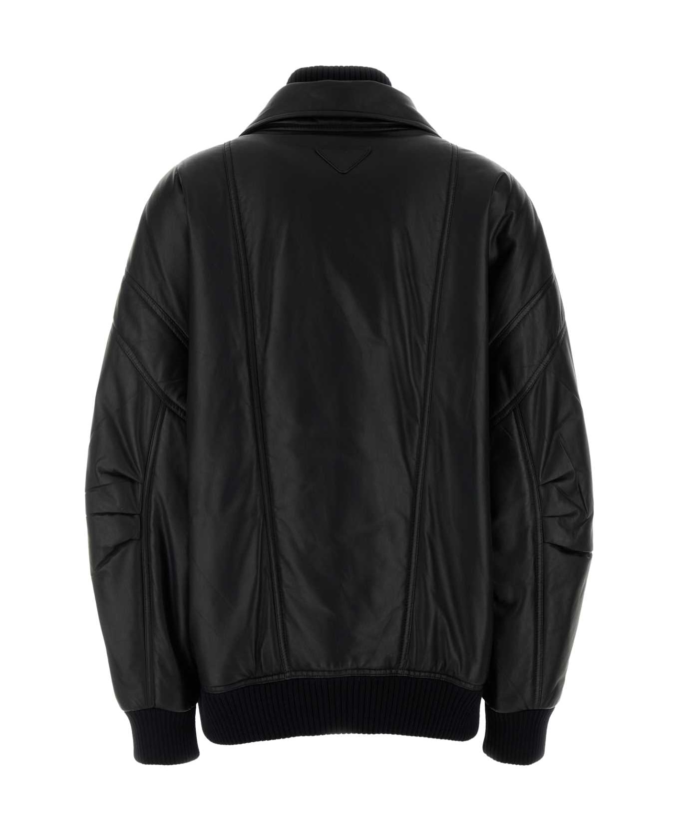 Prada Black Nappa Leather Bomber Jacket - NERO