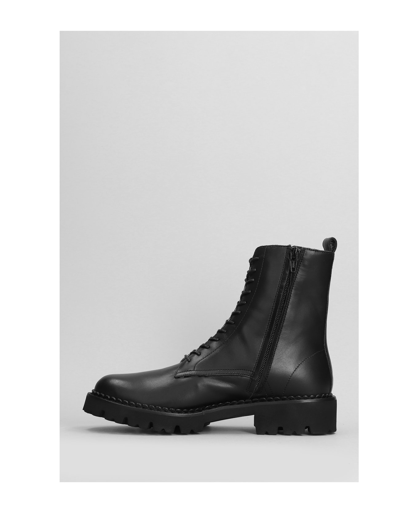 Fabio Rusconi Combat Boots In Black Leather - black