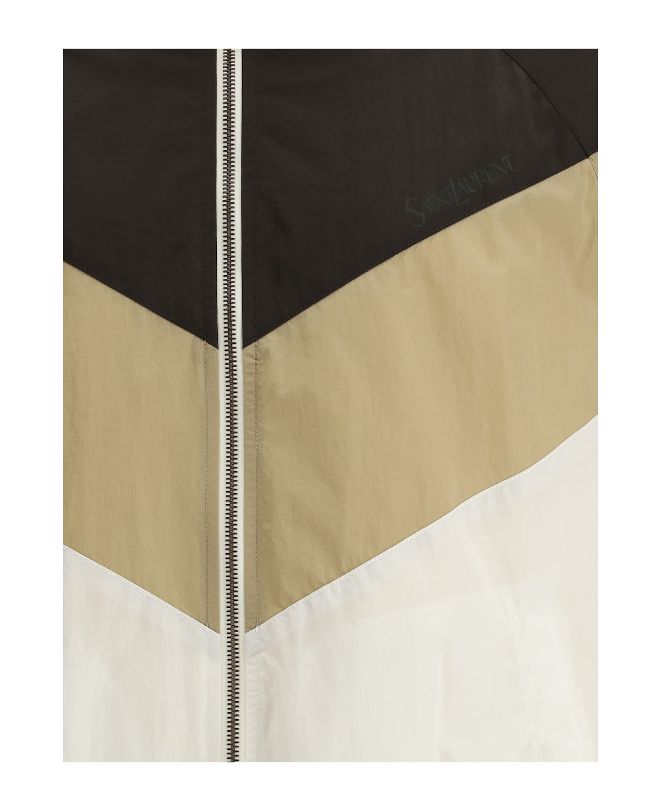 Saint Laurent Veste De Sport Decou Jacket - Marron Ebene/ecru/be