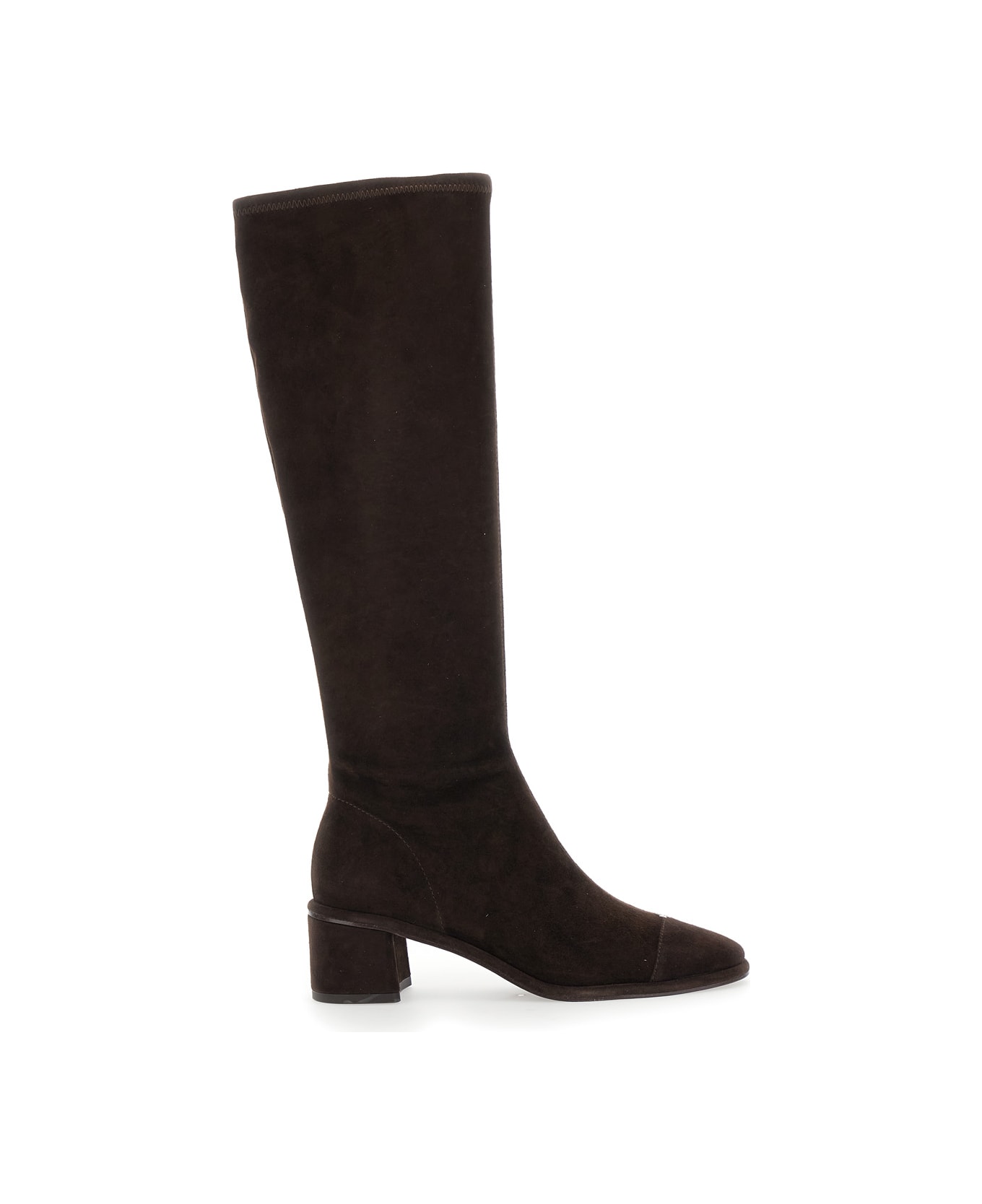 Tory Burch Brown Knee-high Boots With Block Heel In Suede Woman - Brown