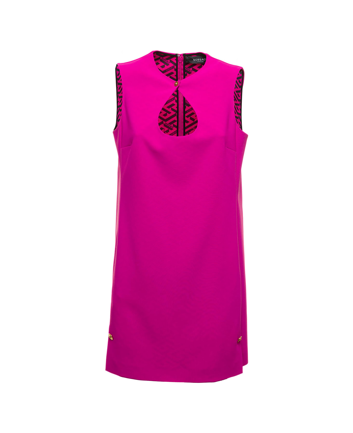 Versace Sleeveless Pink Cady Dress With Cut Out Detail Versace Woman - Fuxia