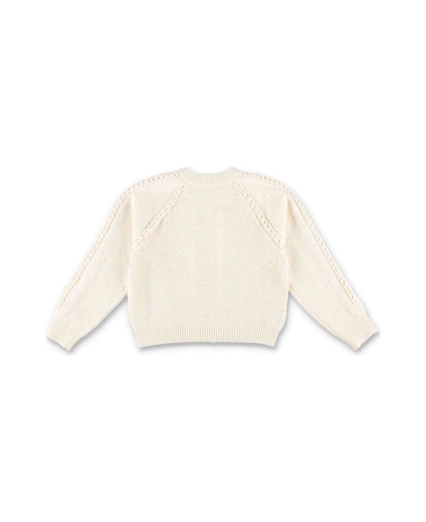 Chloé Logo Lettering Cable Knitted Jumper - Avorio