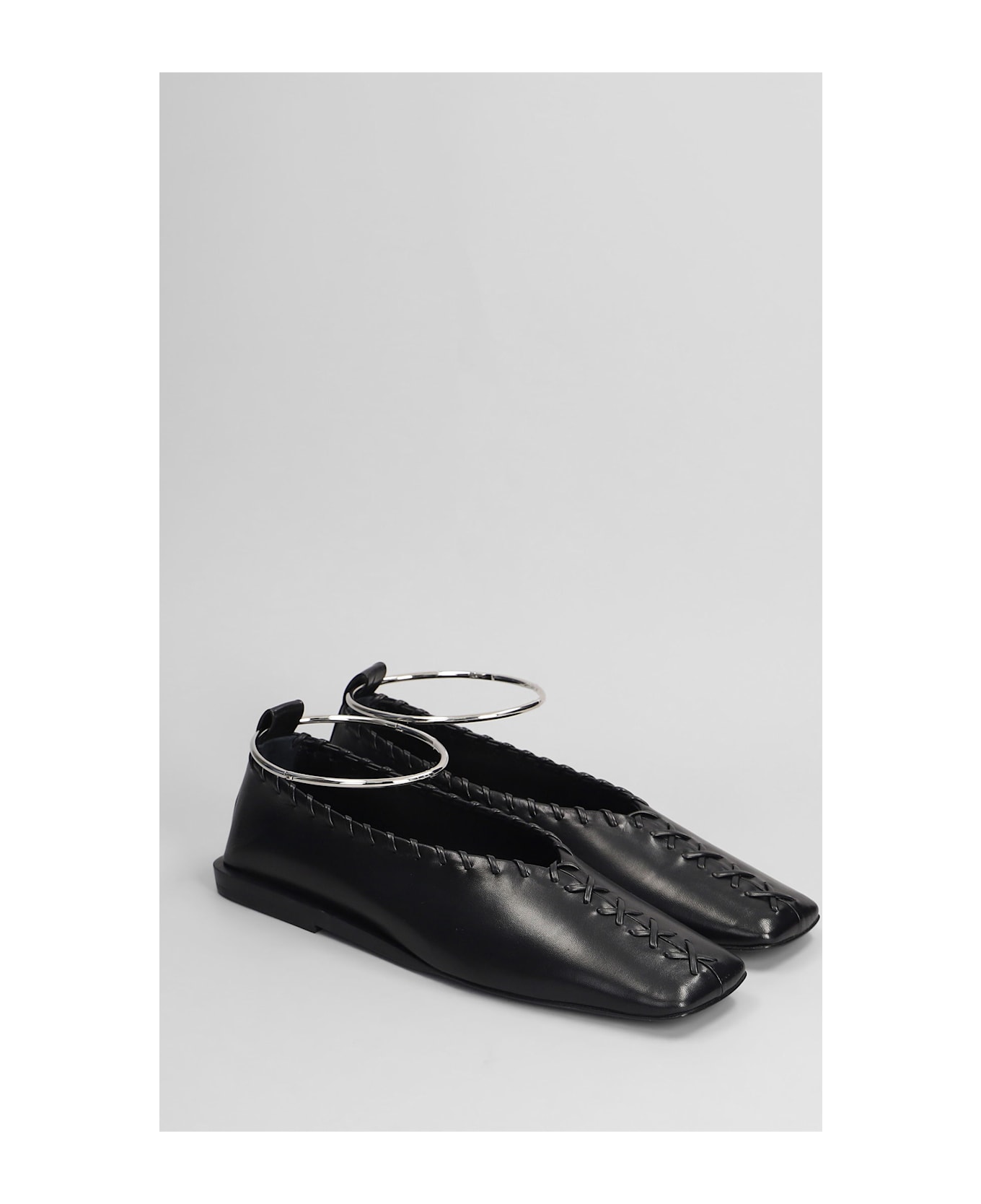 Jil Sander Ballet Flats In Black Leather - black