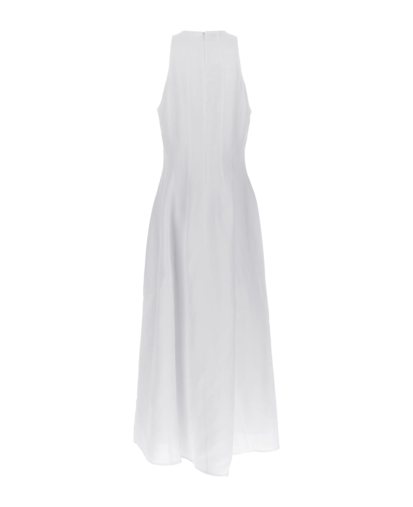 Brunello Cucinelli Fluid Viscose And Linen Twill Dress - Natural