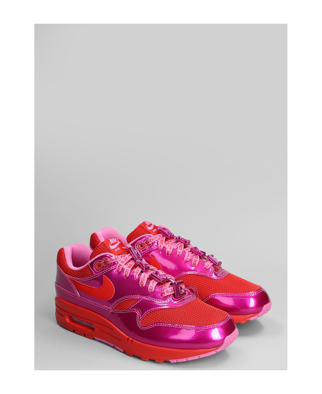 Nike Air Max 1 Prm Sneakers In Fuxia Leather And Fabric - fuxia