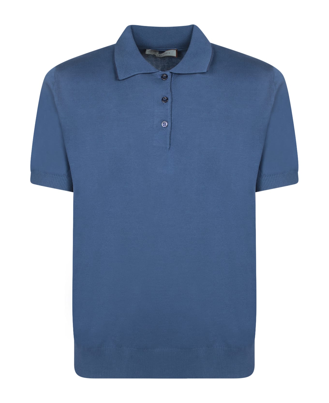Canali Avio Blue Cotton Polo Shirt - Blue