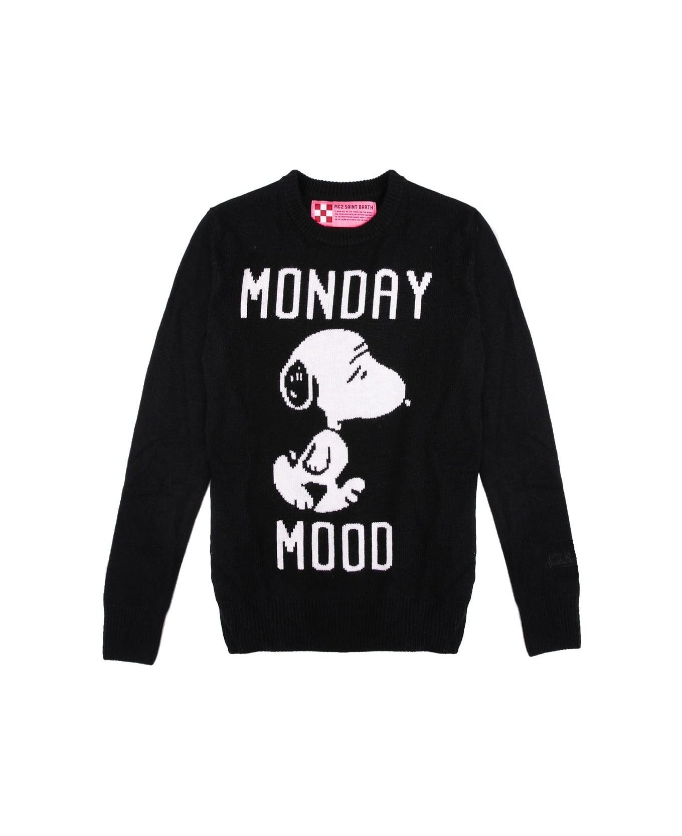 MC2 Saint Barth Woman Sweater With Monday Mood Snoopy Print | Snoopy - Peanuts Special Edition - BLACK