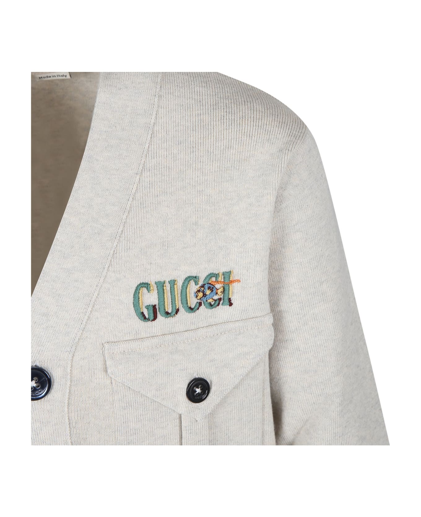 Gucci Ivory Jacket For Boy With Logo - Ivory