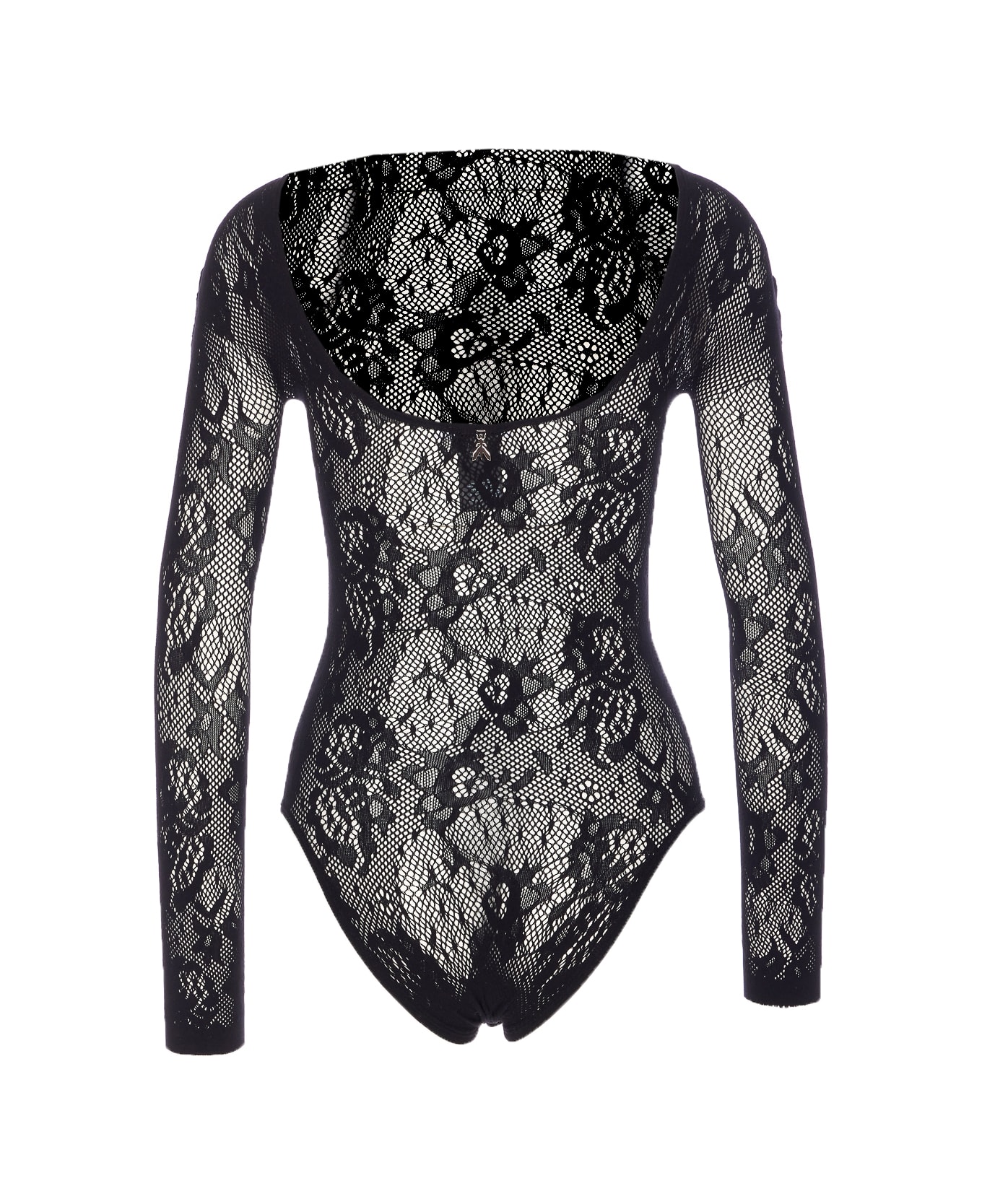 Patrizia Pepe Long Sleeve Lace Bodysuit - Black