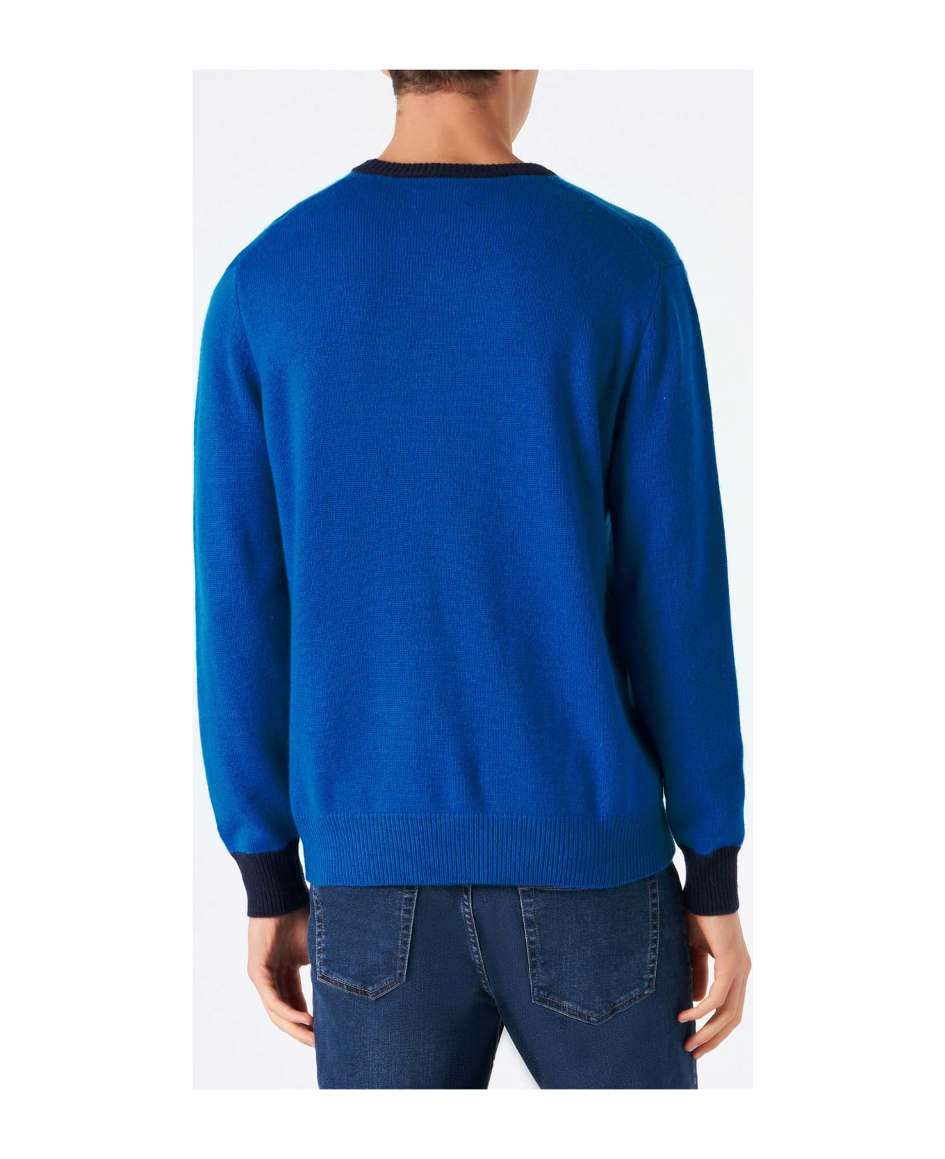 MC2 Saint Barth Crewneck Sweater Heron With Toy Boy Embroidery - BLUE