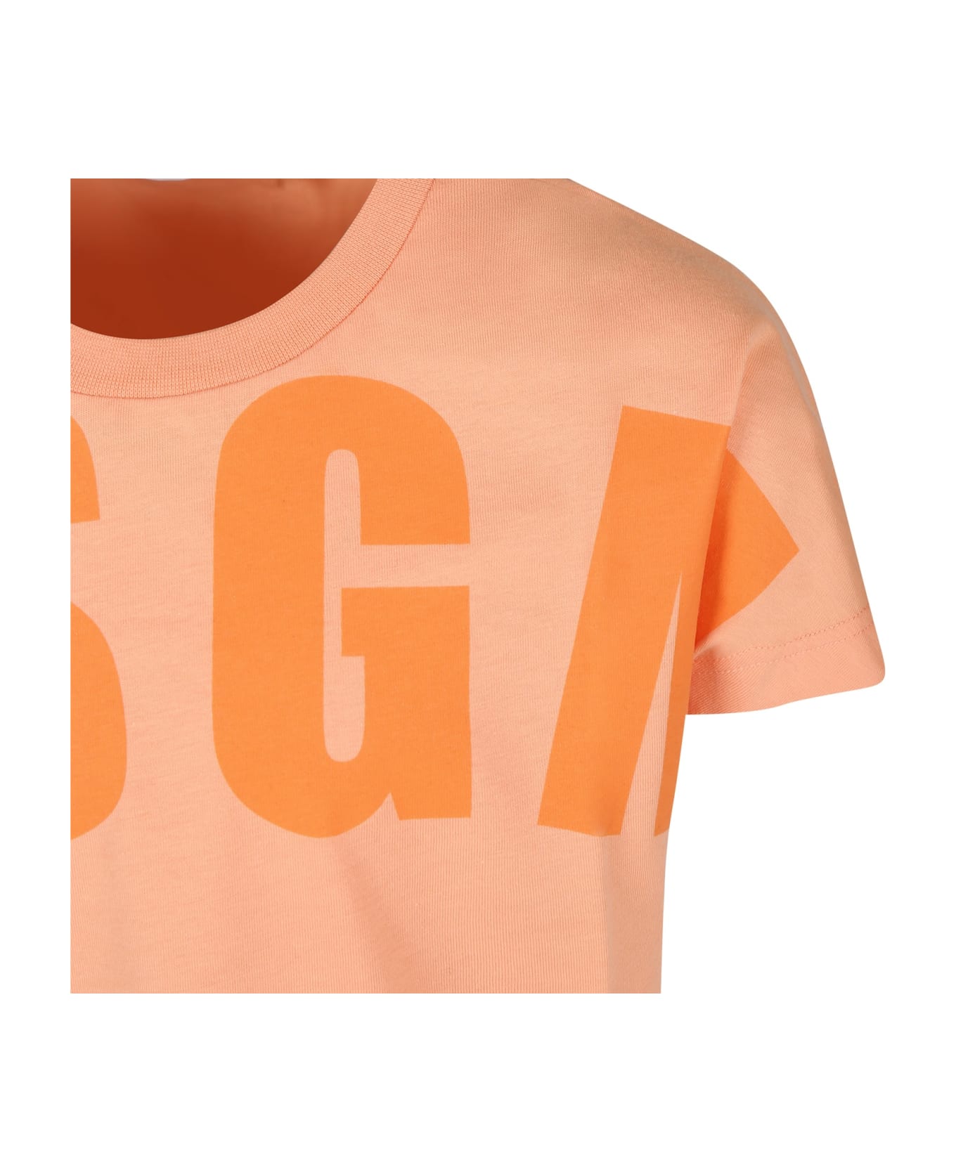 MSGM Orange T-shirt For Kids With Logo - Orange