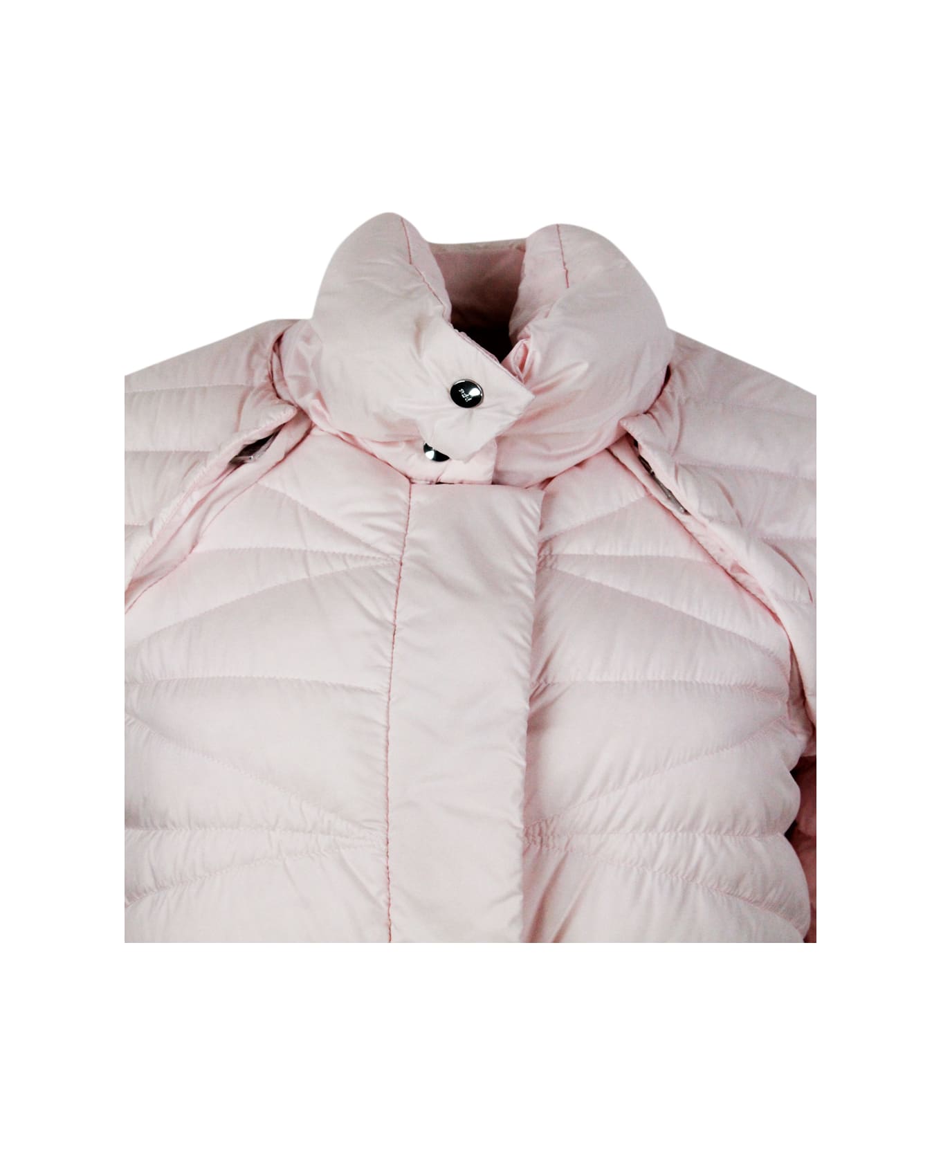 Add 100 Gram Down Jacket With High Quality Feathers. The Sleeves Are Detachable With A Convenient Zip. Side Pockets And Zip And Button Closure - Pink