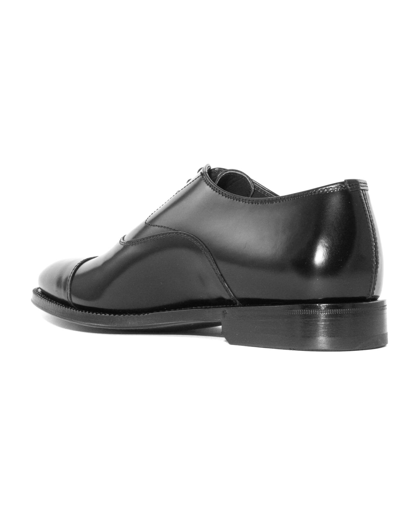 Green George Black Brushed Leather Oxford Shoes - Black ローファー＆デッキシューズ