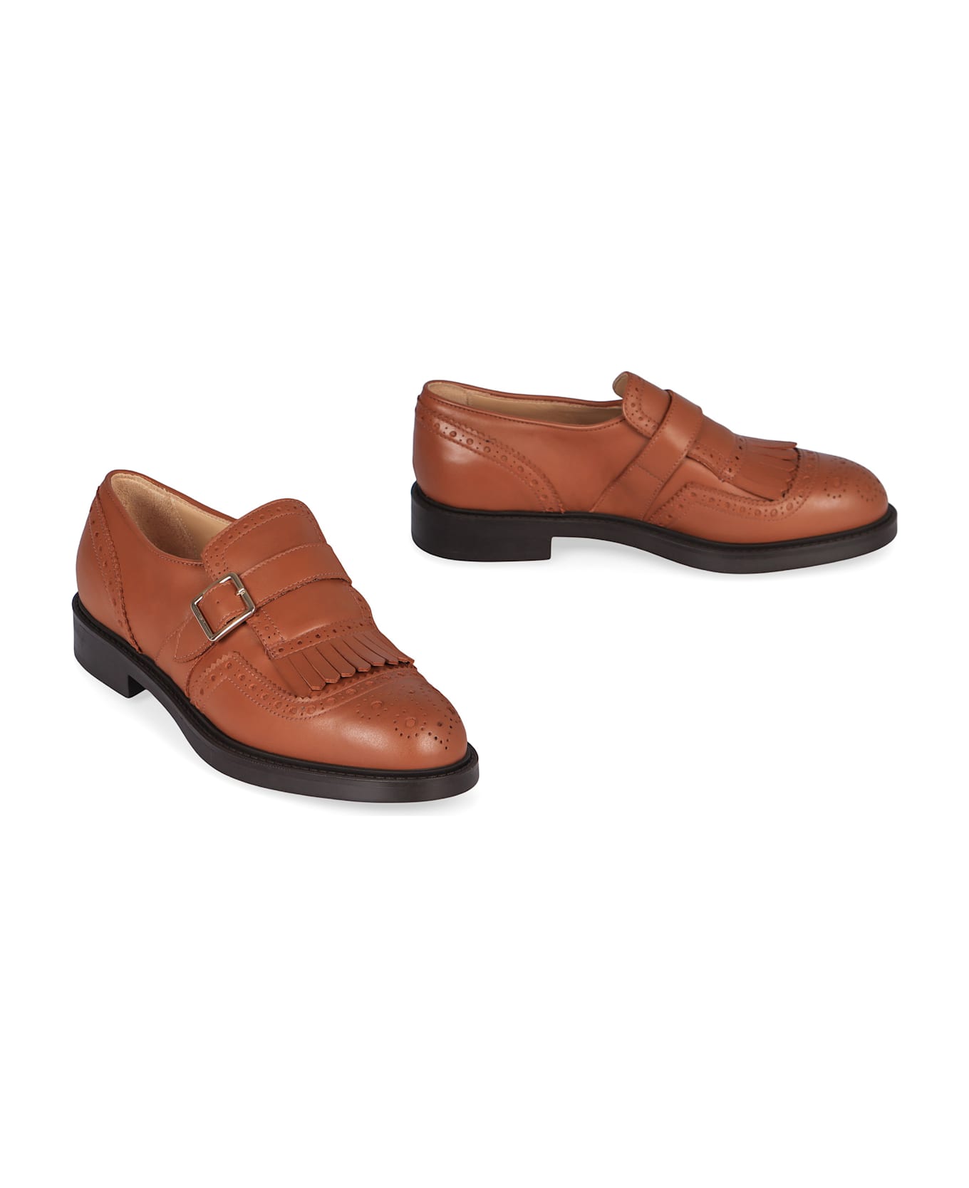 Doucal's Monk-strap In Leather - brown