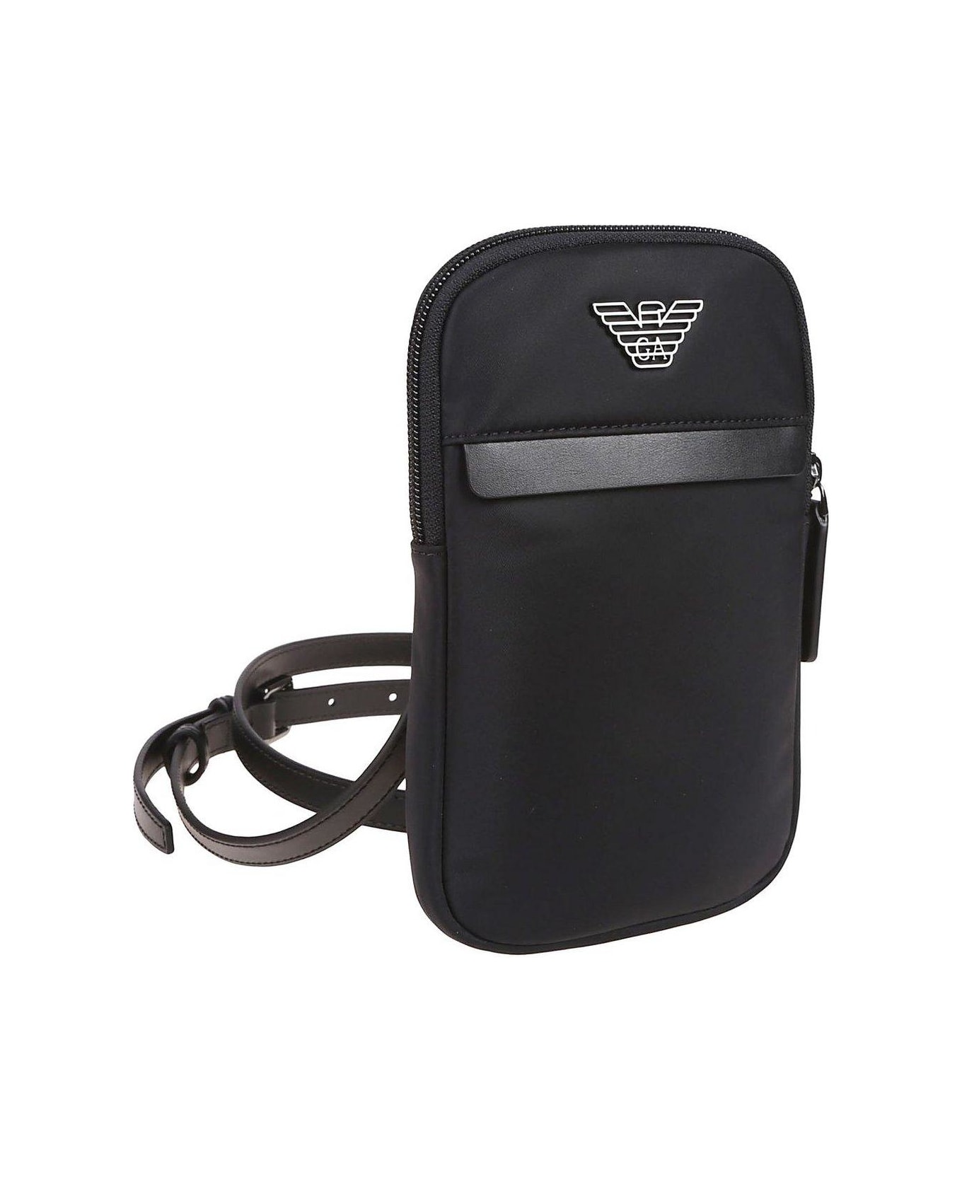 Emporio Armani Logo Patch Zipped Wallet - Black