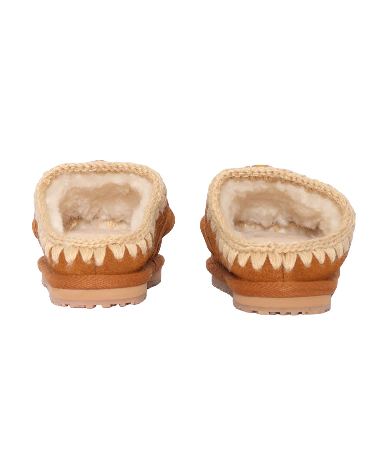 Mou Kids Slipper Suede - Letter Logo - BROWN