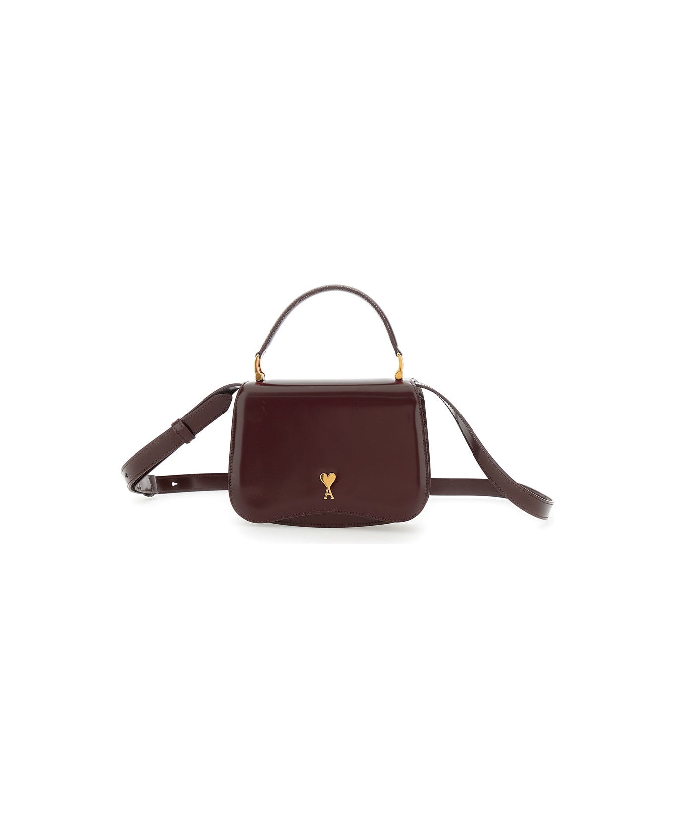 Ami Alexandre Mattiussi Bordeaux Handbag With Adc Patch On The Front And Adjustable And Removable Shoulder Strap In Leather Woman - Bordeaux