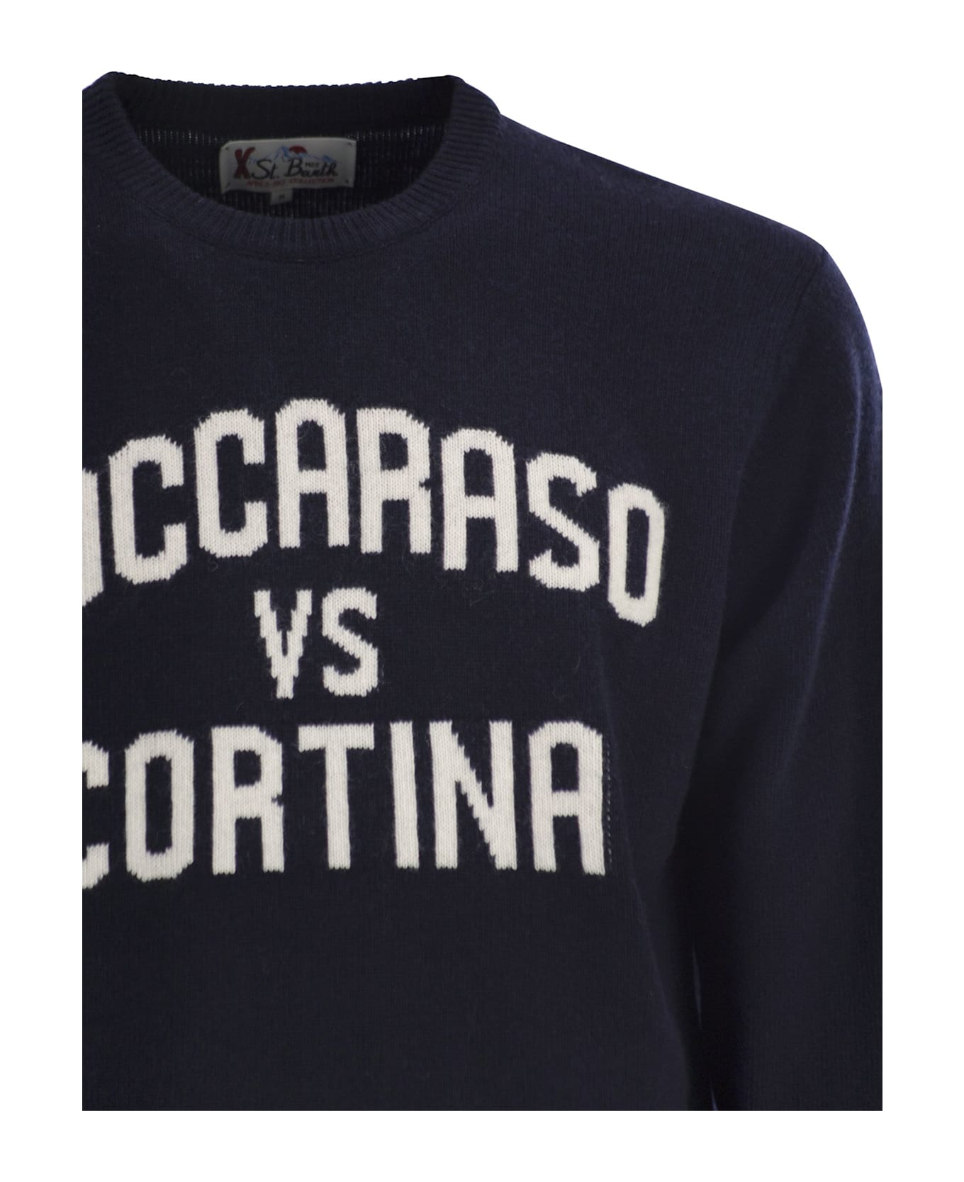 MC2 Saint Barth Heron - Crew Neck Sweater With Embroidery On The Front - Blue