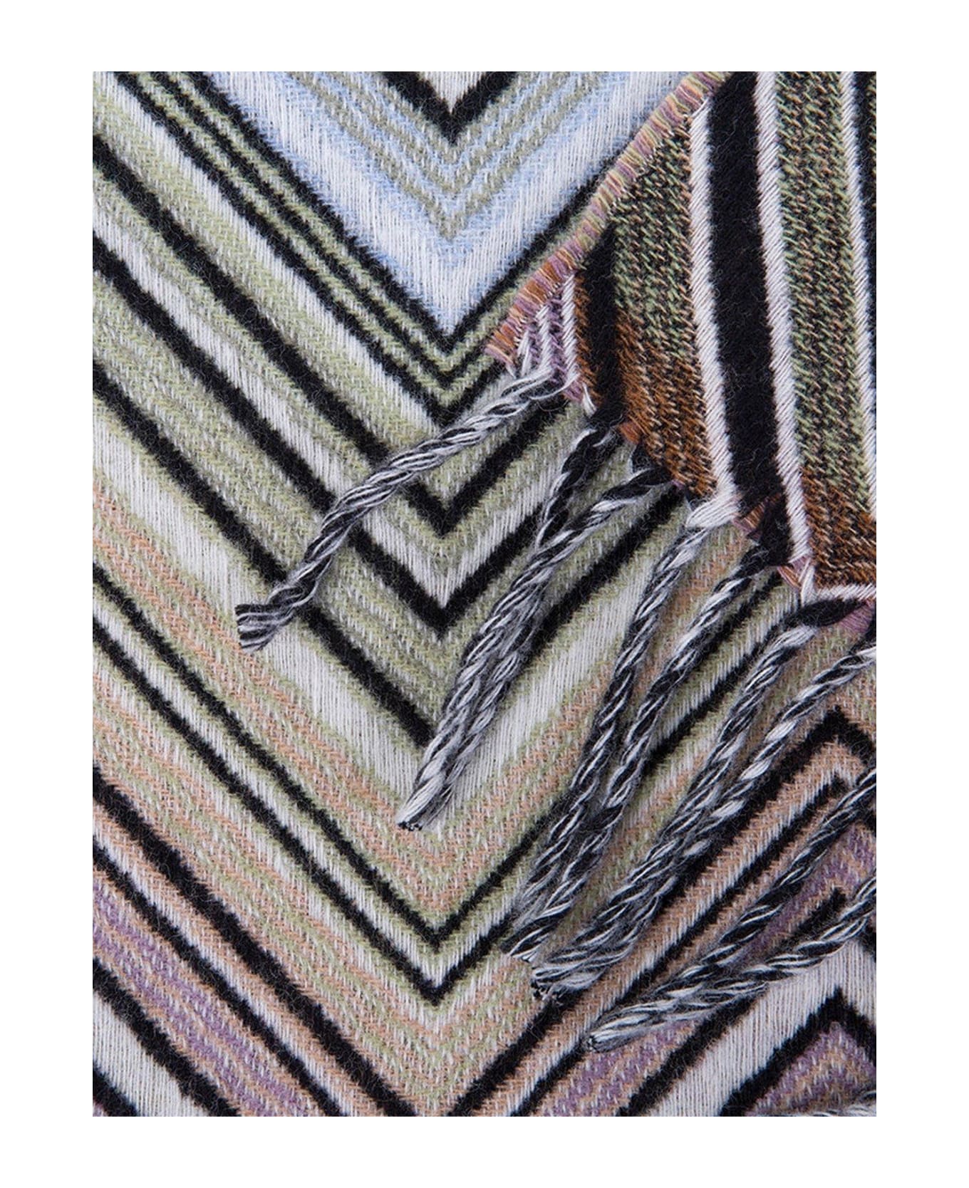 Missoni Perseo Zig-zag Patterned Throw - BLUE/GREEN