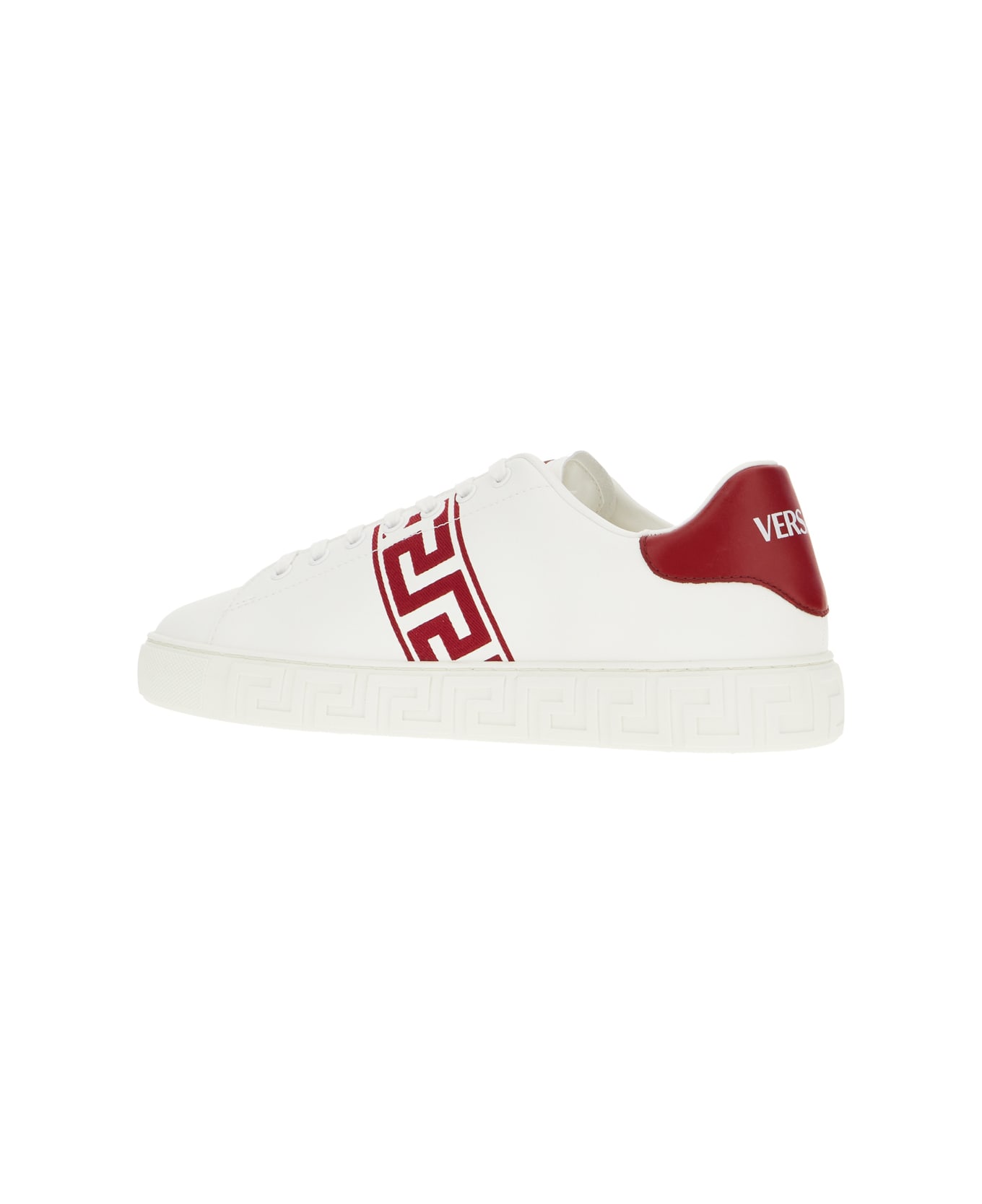 White Leather Greca Sneakers