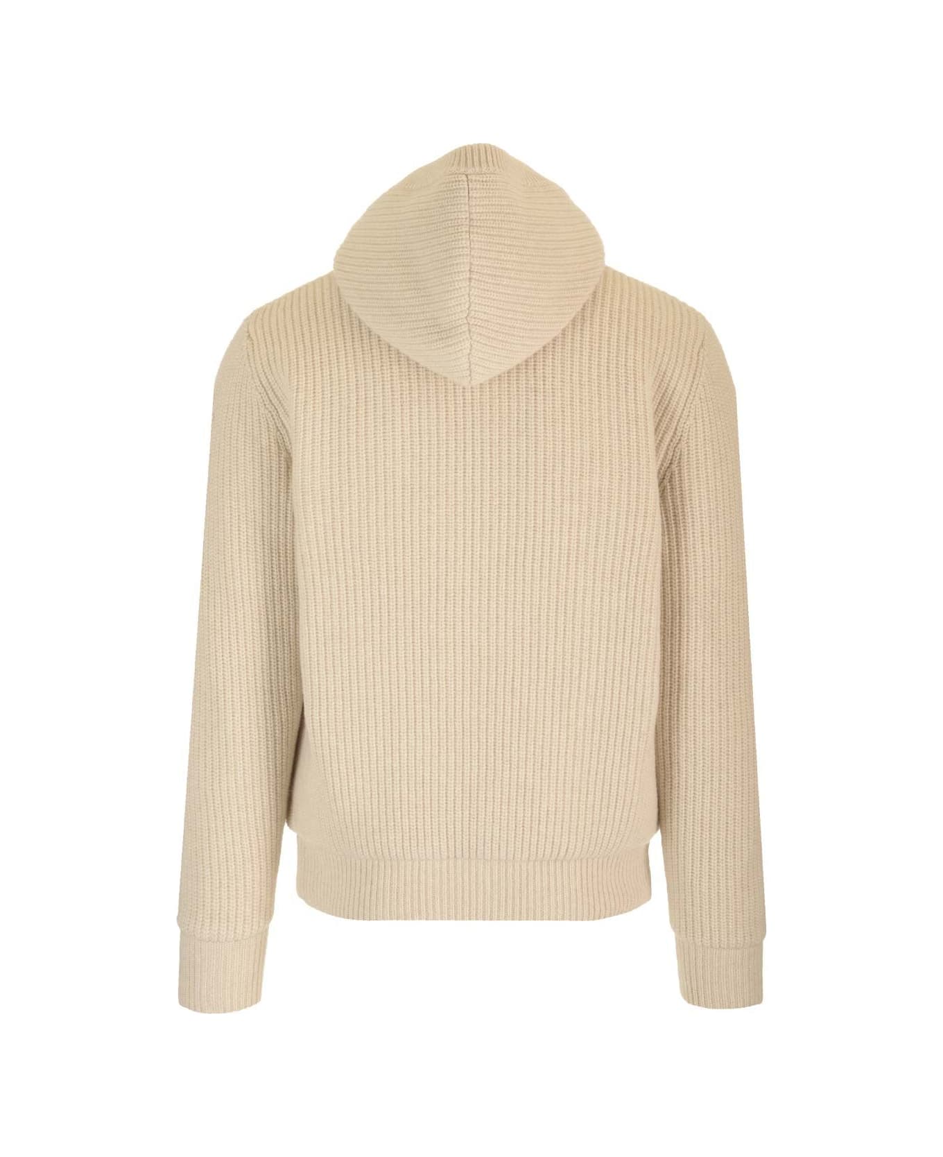 Moncler Reversible Wool Blend Sweatshirt - Beige ニットウェア