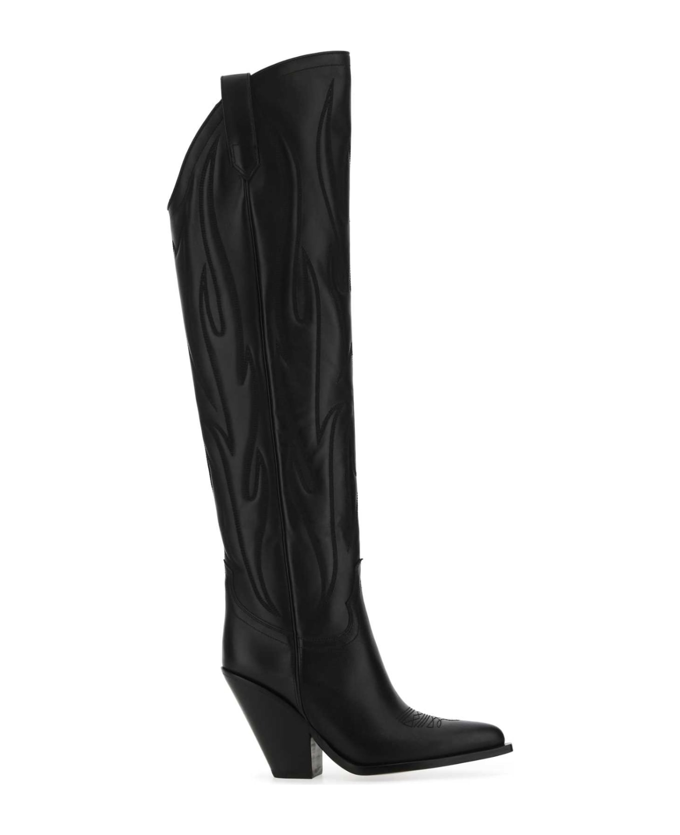 Sonora Black Leather Hermosillo Boots - BLACK