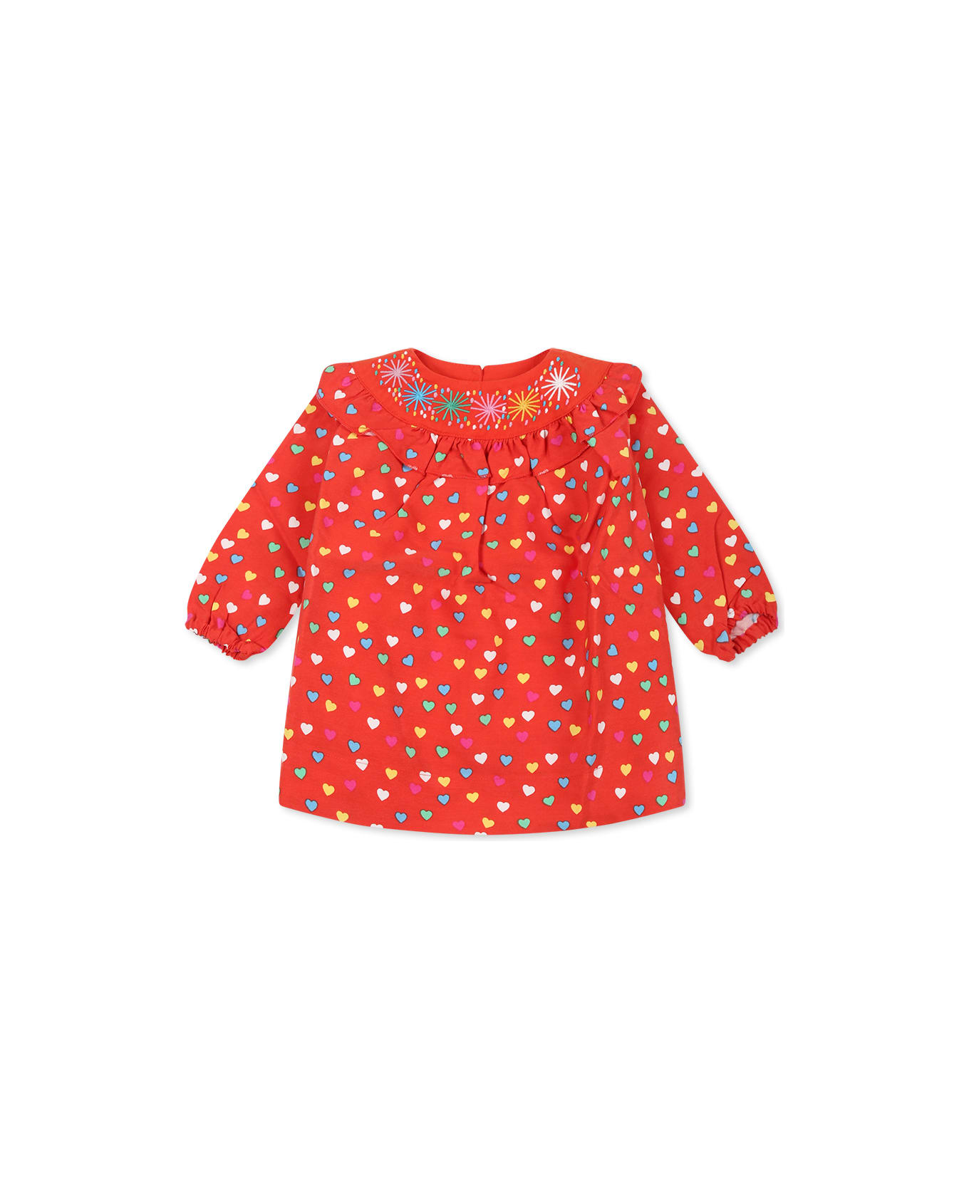 Stella McCartney Kids Red Dress For Baby Girl With Hearts - Red
