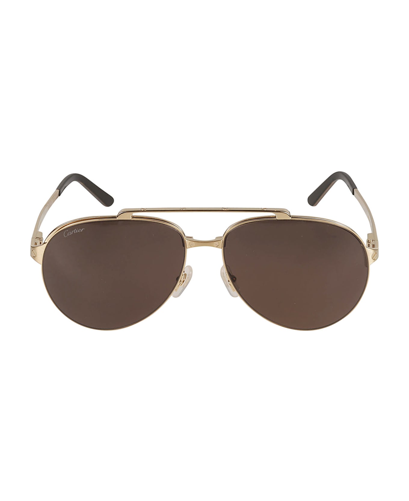 Cartier Eyewear Round Aviator Sunglasses - Gold/Grey