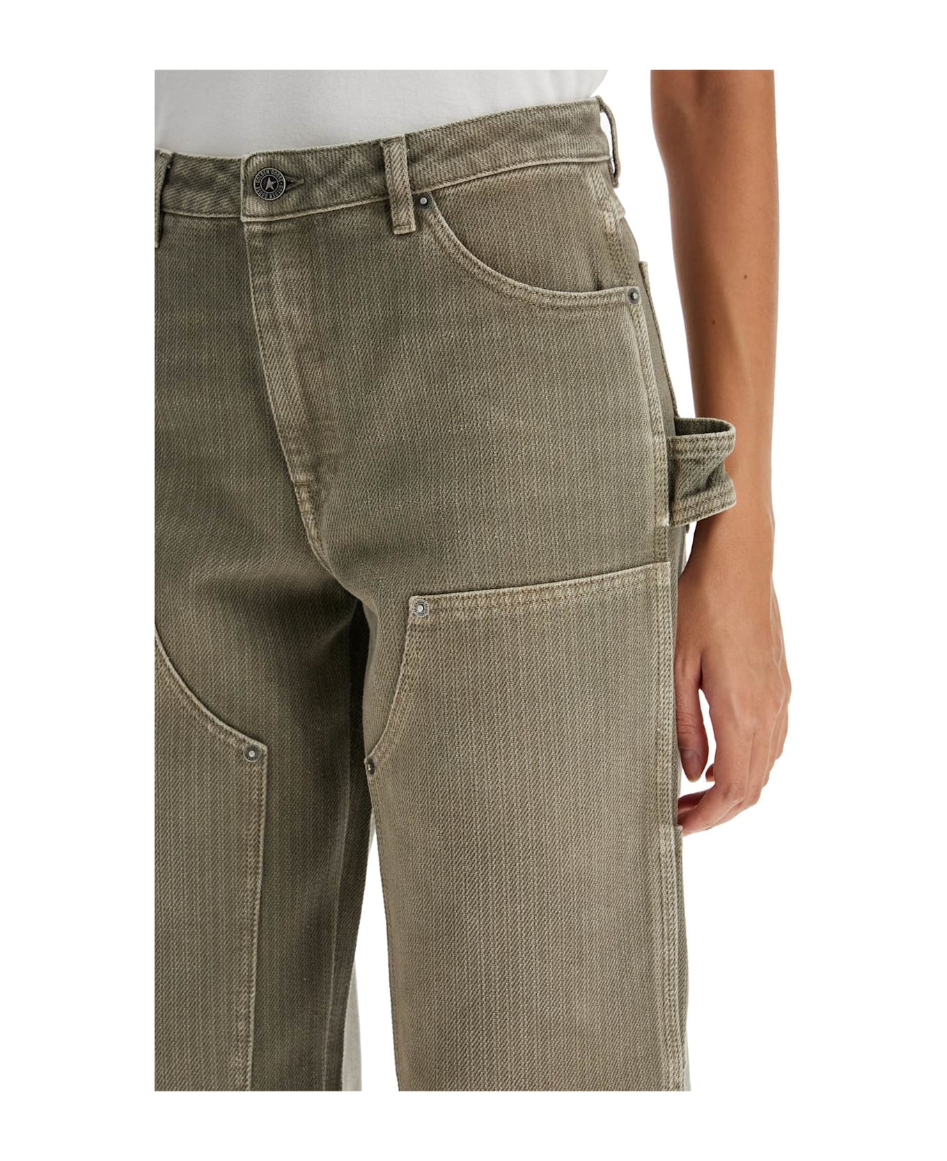 Golden Goose Marley Painter Jeans In Pinstrip - KALAMATA (Khaki)