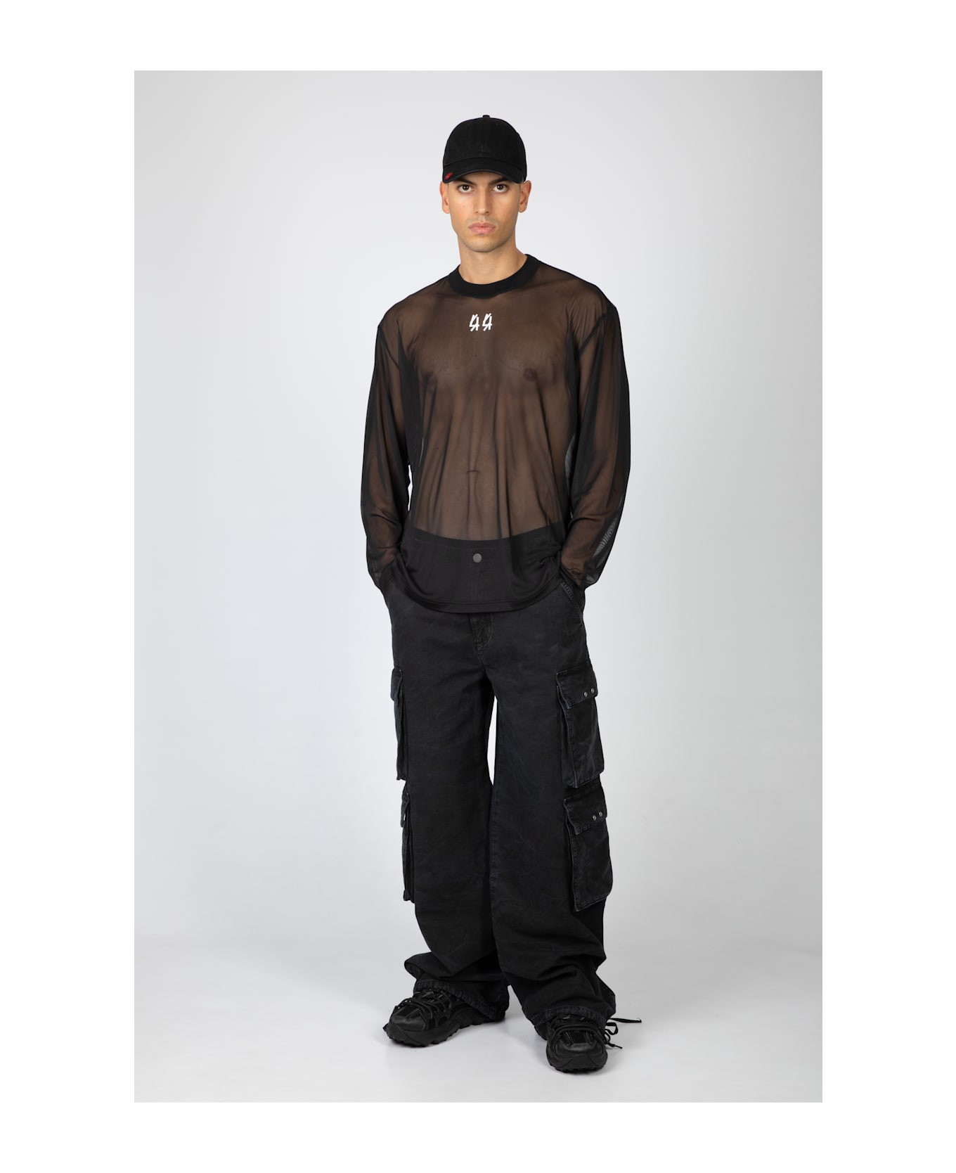 44 Label Group Trianon Cargo Mid Canvas Black Marble Canvas Cargo Pant - Marble Trianon Cargo - BLACK