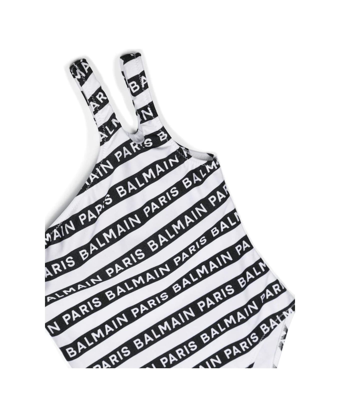 Balmain One-piece Swimwear With Printed Logo Ribbons - White 水着