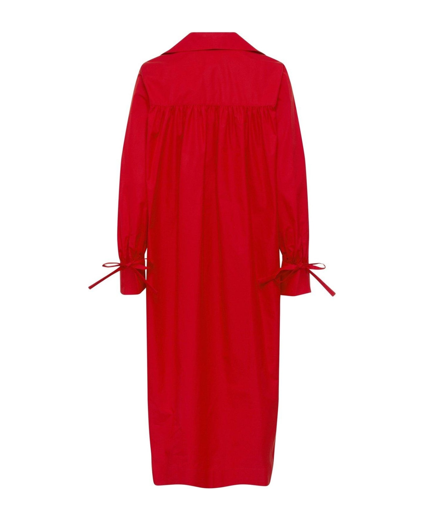 Max Mara Collared Long-sleeved Dress - Rosso