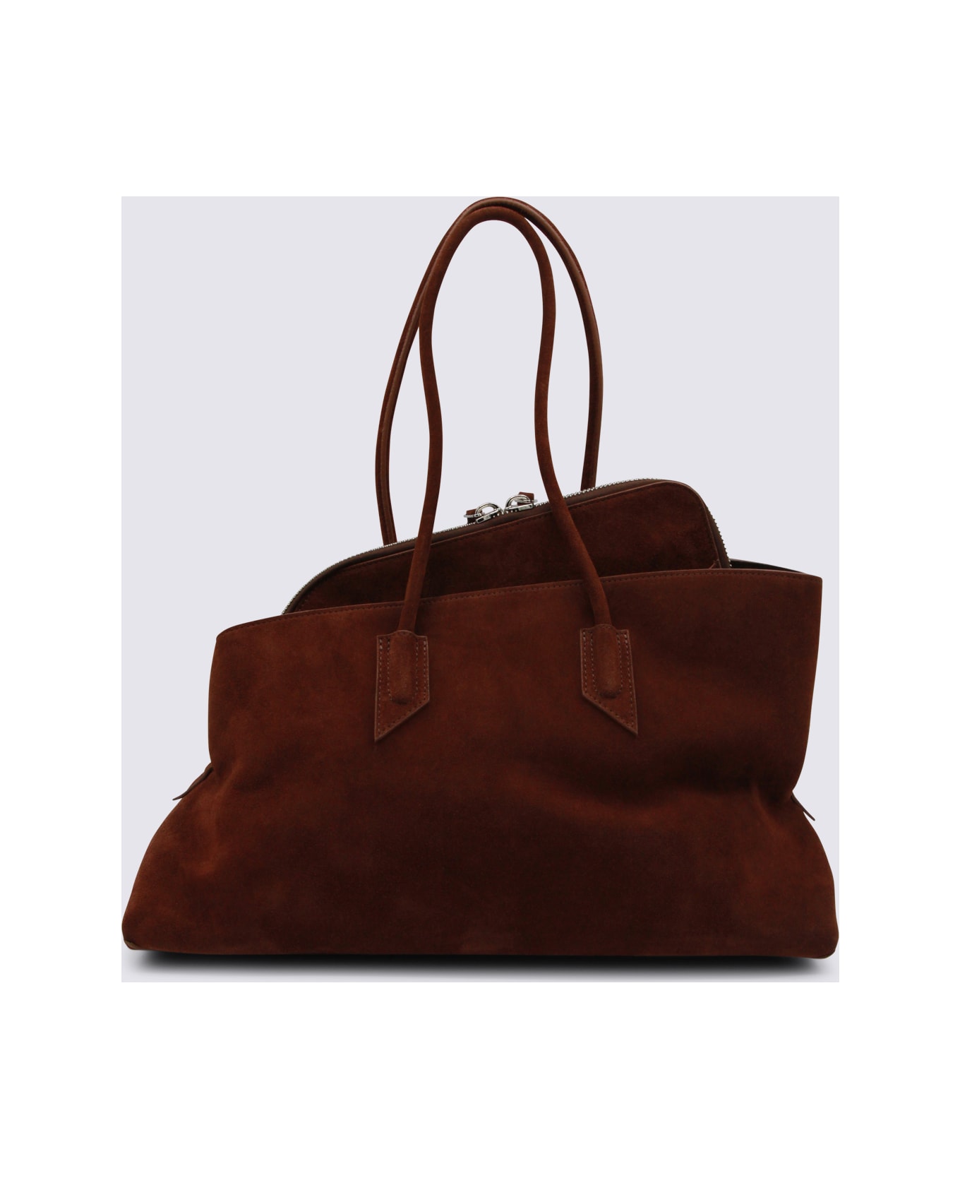 The Attico Brown Leather Top Handle Bag - Brown