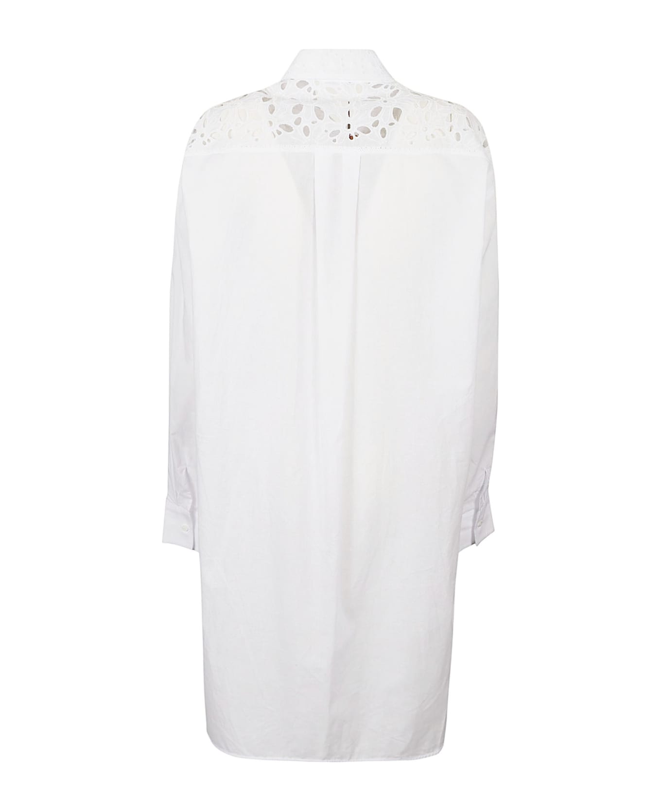 Ermanno Scervino Floral Perforated Oversized Shirt - Bright White