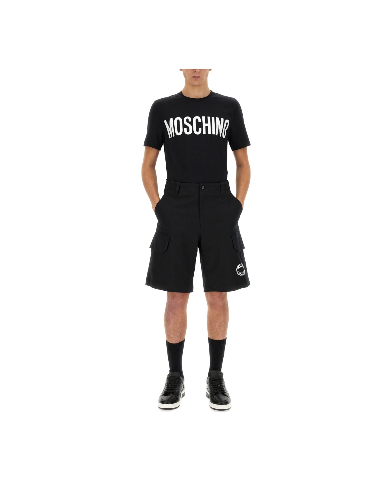 Moschino Logo Print T-shirt - BLACK
