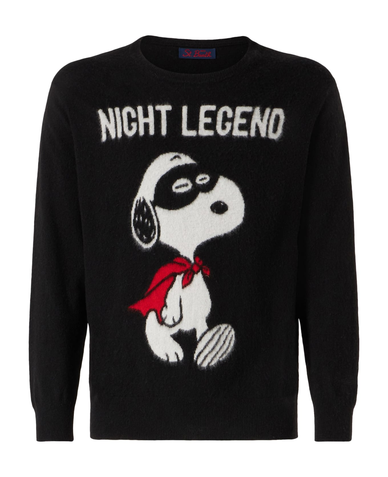 MC2 Saint Barth Man Soft Sweater With Snoopy Night Legend Print | Snoopy - Peanuts Special Edition - BLACK