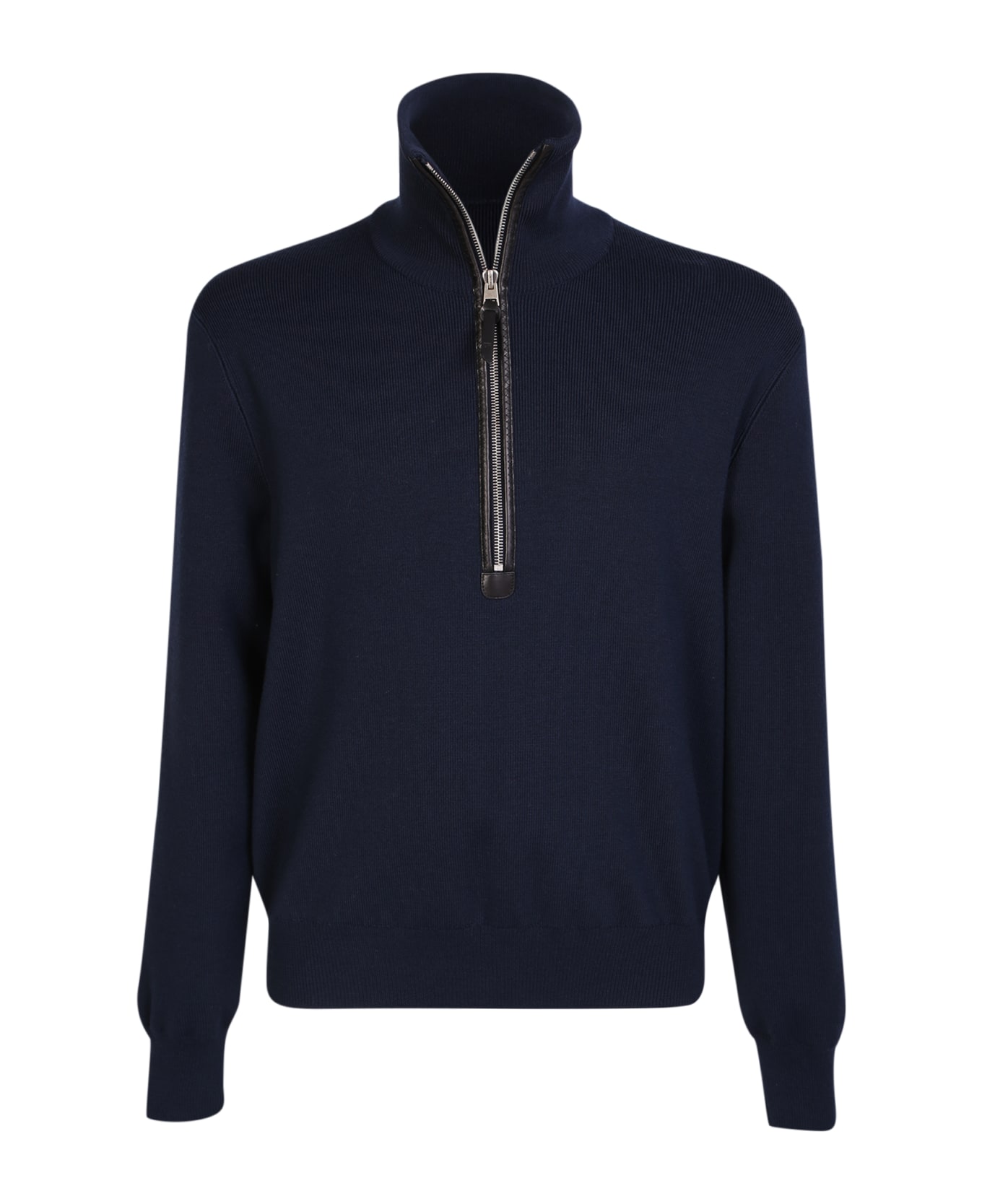 Tom Ford Wool Zip-up Fragrance Polo Pullover - Blue