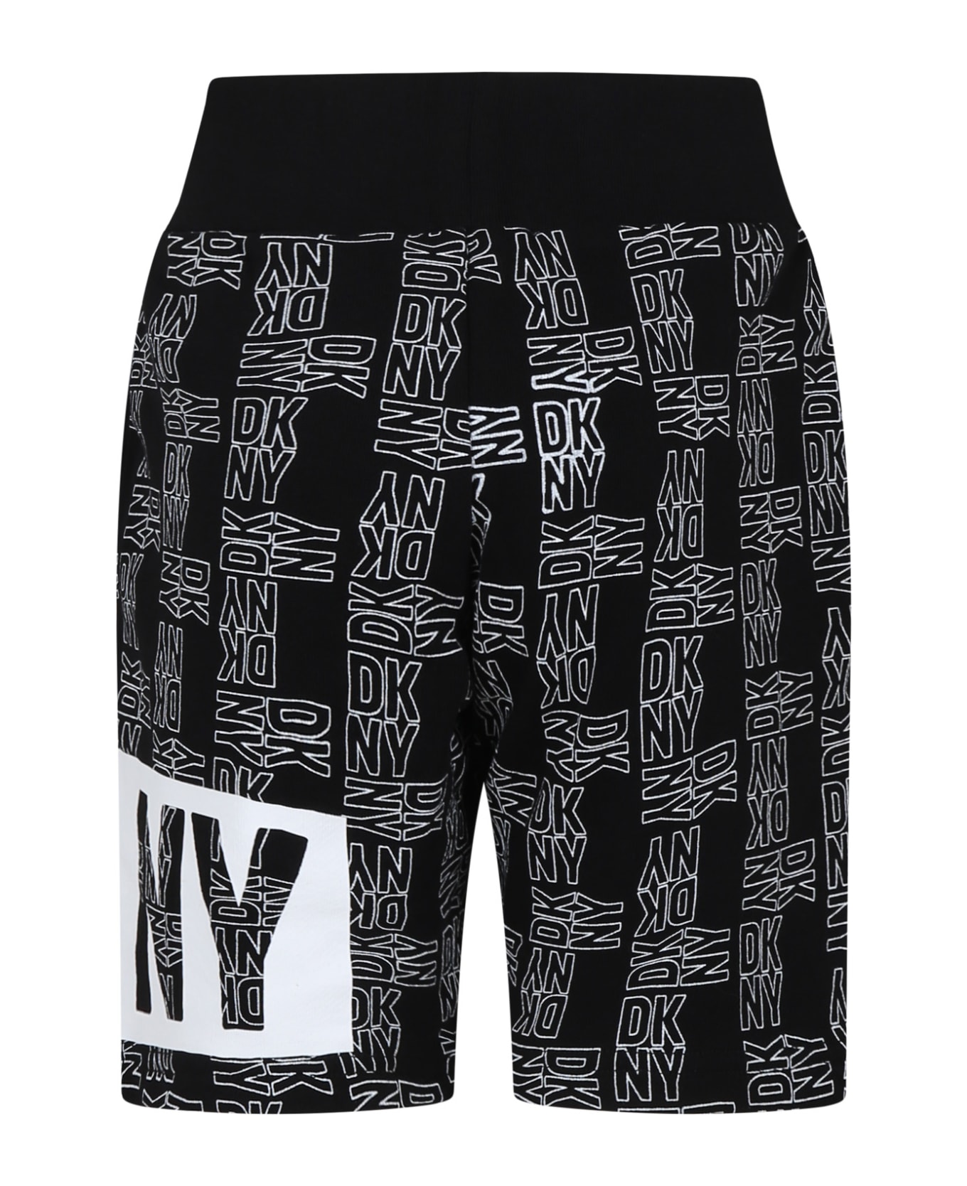 DKNY Black Shorts For Kids With Logo - Black