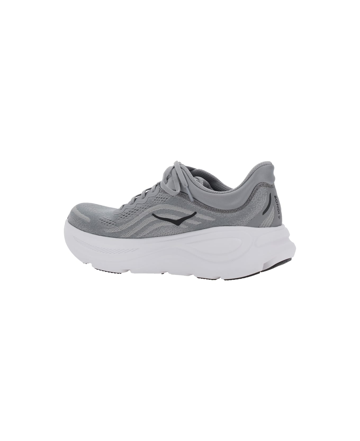 Hoka 'bondi 9' Grey Low Top Sneakers With Maxi Logo Lettering On The Side In Tech Fabric Unisex - Gctc Galactic Grey / Stellar Grey