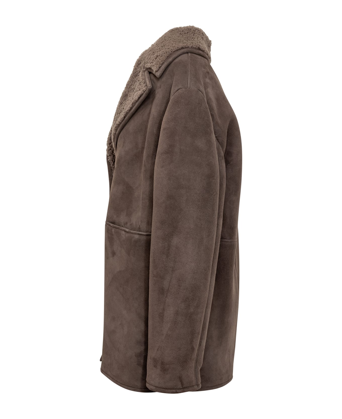 Loulou Studio Suede Coat - TAUPE