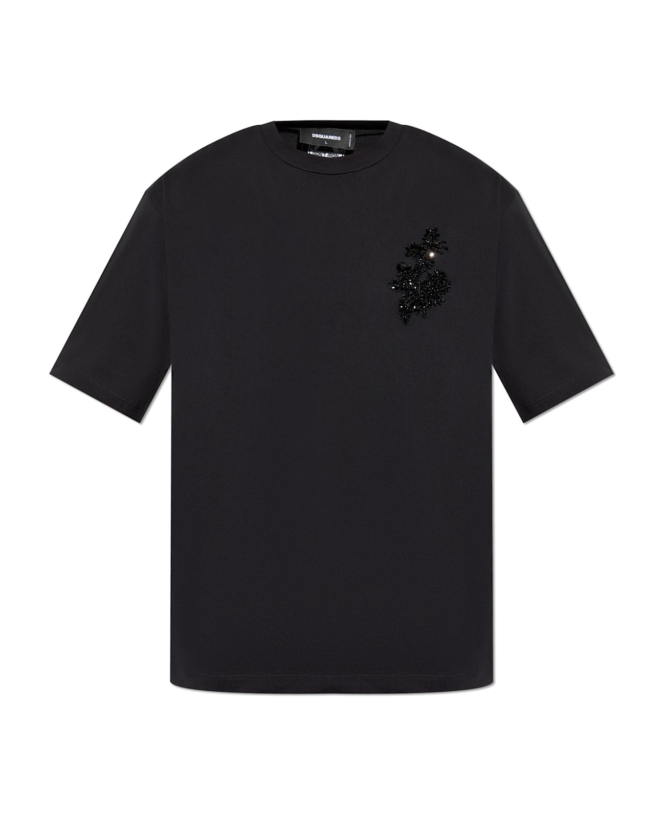 Dsquared2 T-shirt With Shimmering Appliqués - Black