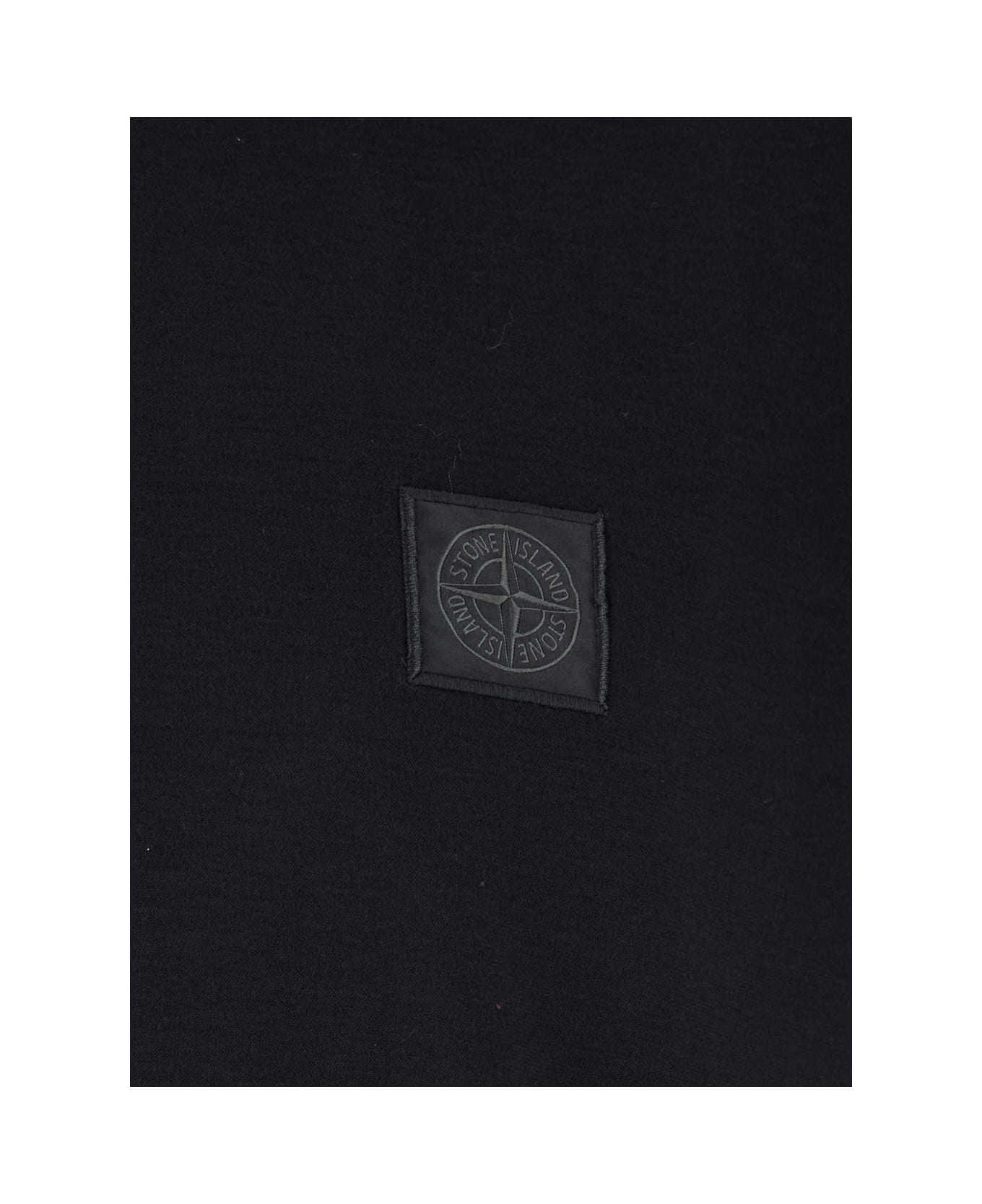 Stone Island Black Crewneck T-shirt With Logo Patch On The Front In Cotton Man - Black