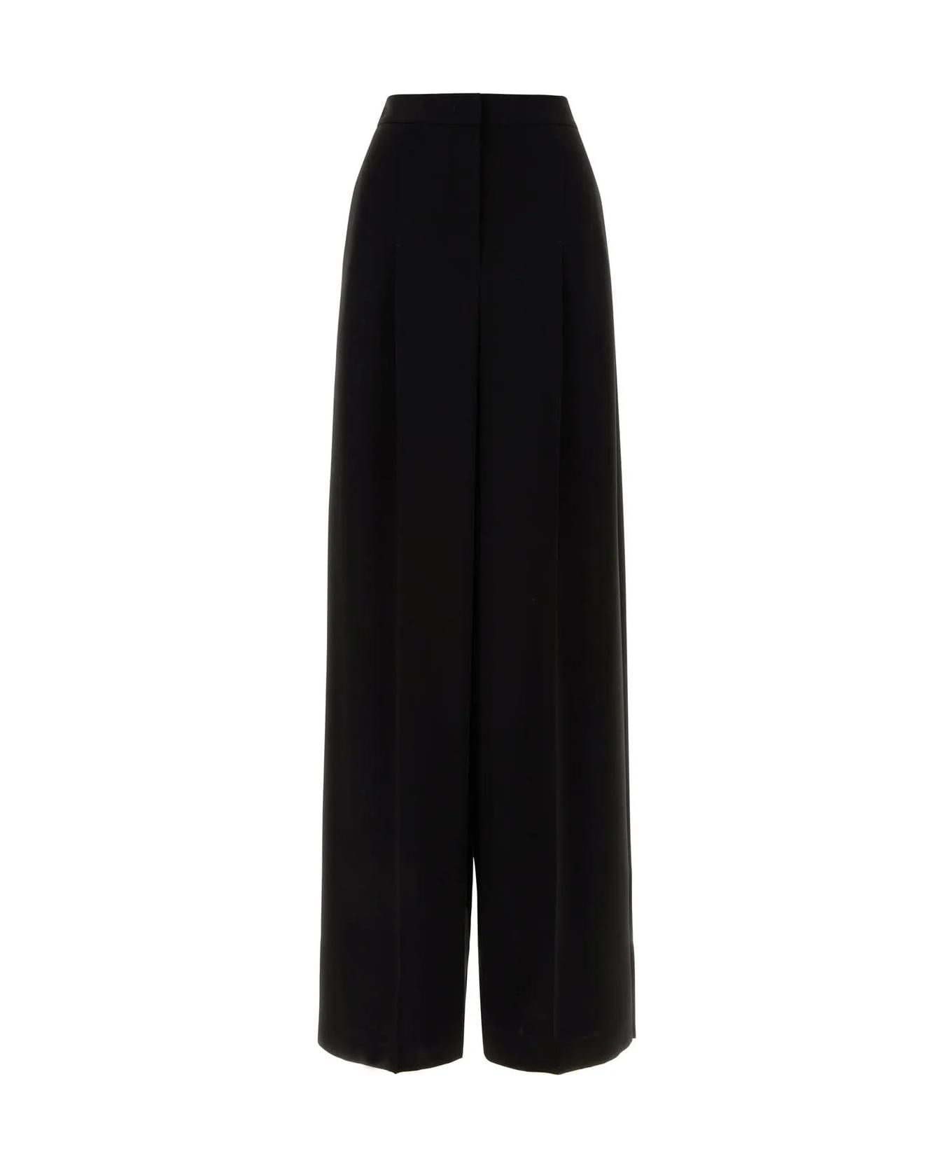 Max Mara Black Cady Lino Wide-leg Pant - Black