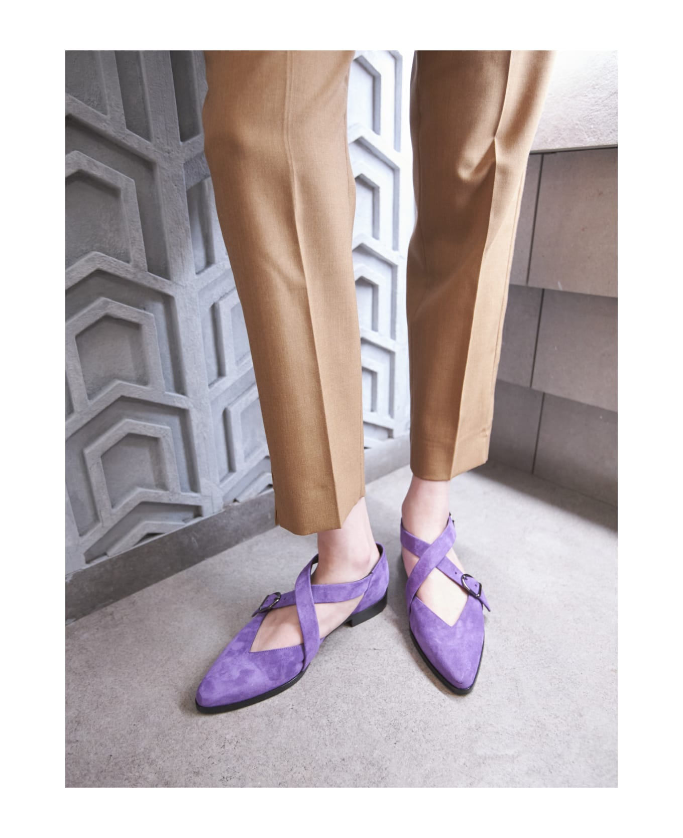 CB Made in Italy Suede Flats Croce - Purple