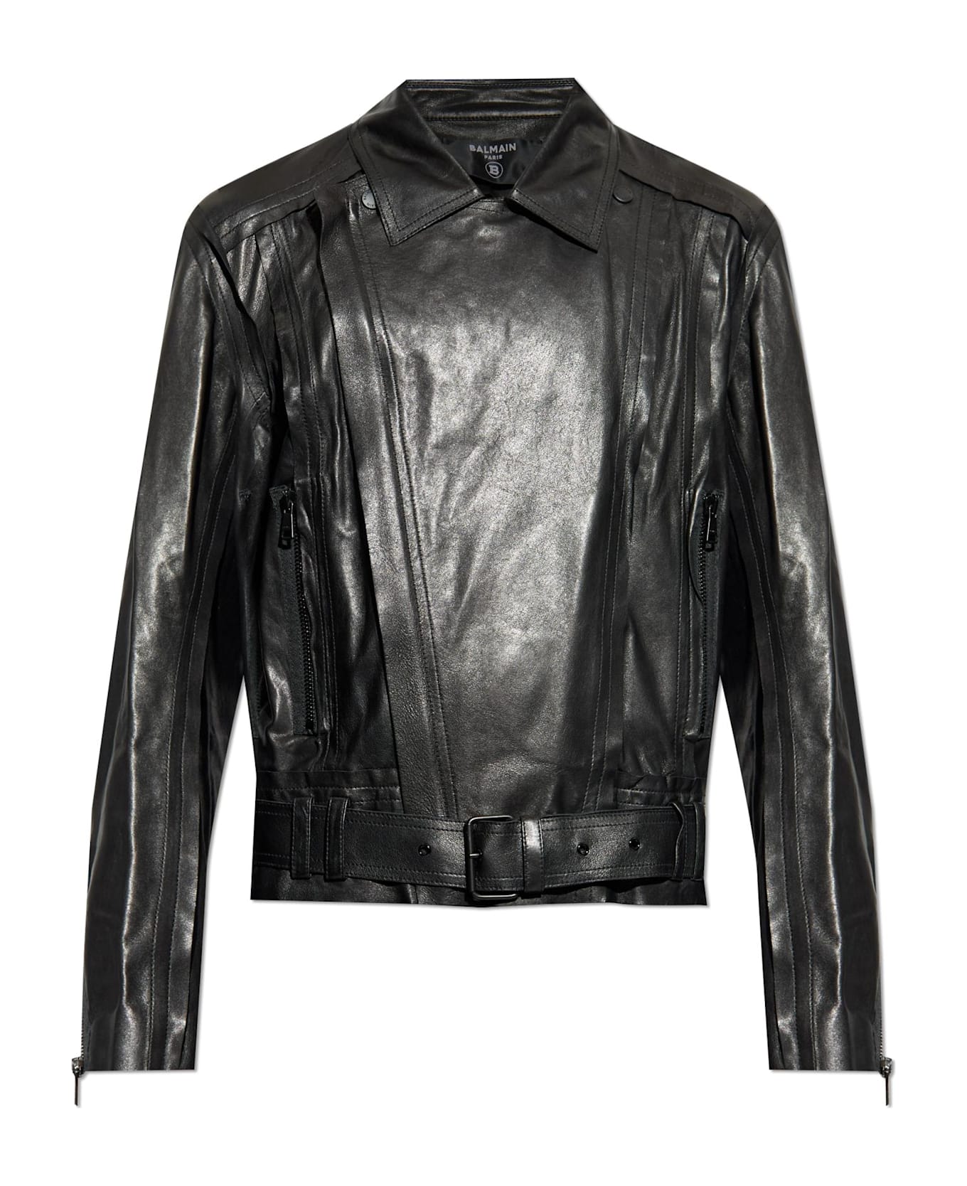 Balmain Lambskin Leather Jacket - Pa Noir